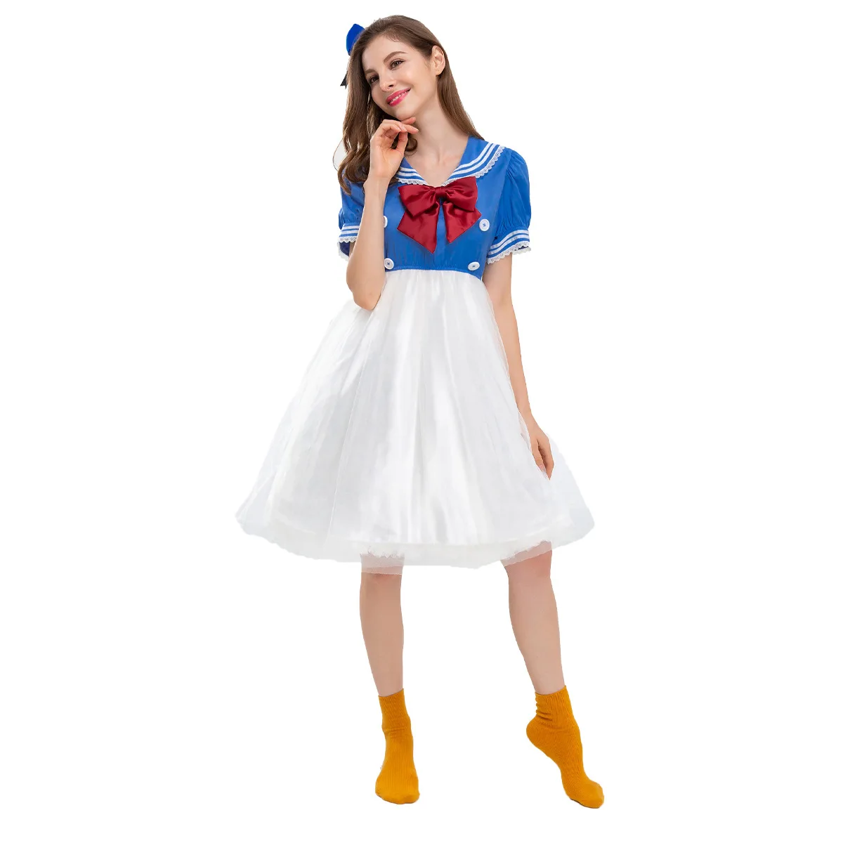 Halloween costume Donald Duck performance dress Japanese duck costume short sleeved navy sailor puffy skirt