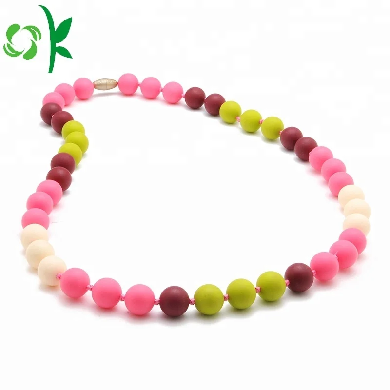 OKSILICONE Wholesale Silicone Bead Bracelet Soft Wristband Baby Teething Chewing Bead Toy Rubber Wrist Band for Kids