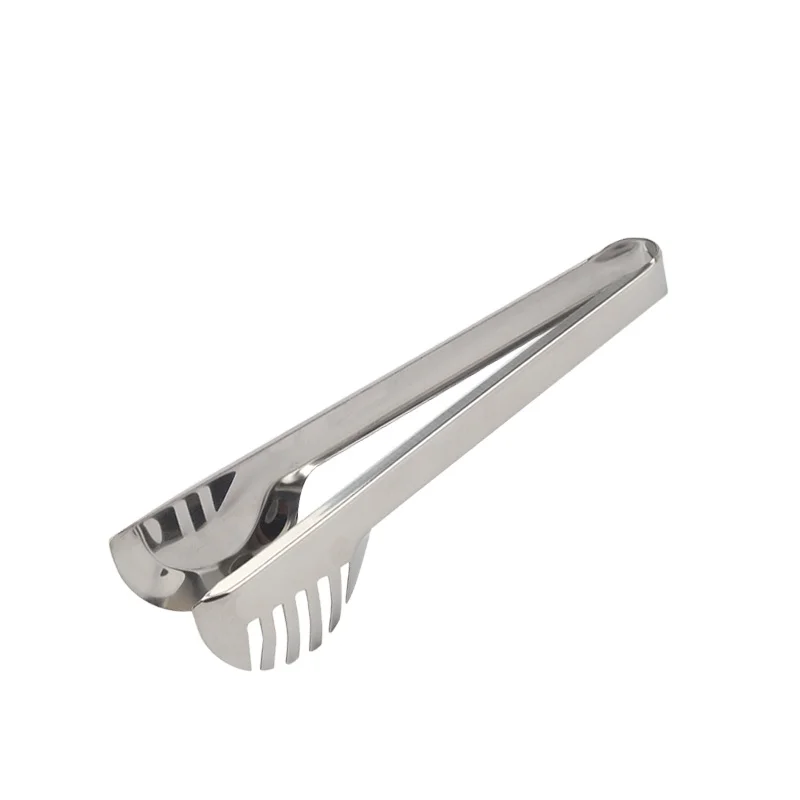 High Heat Resistant 9 Inch Stainless Steel Buffet Serving Tong Scallop Head Metal Party Catering Kitchen Cooking Food Tongs