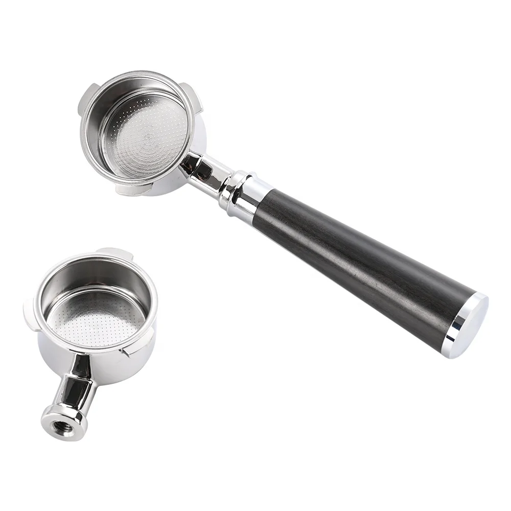 51mm Wooden Handle Delong Naked Stainless Steel Bottomless Espresso Machine Coffee Portafilter