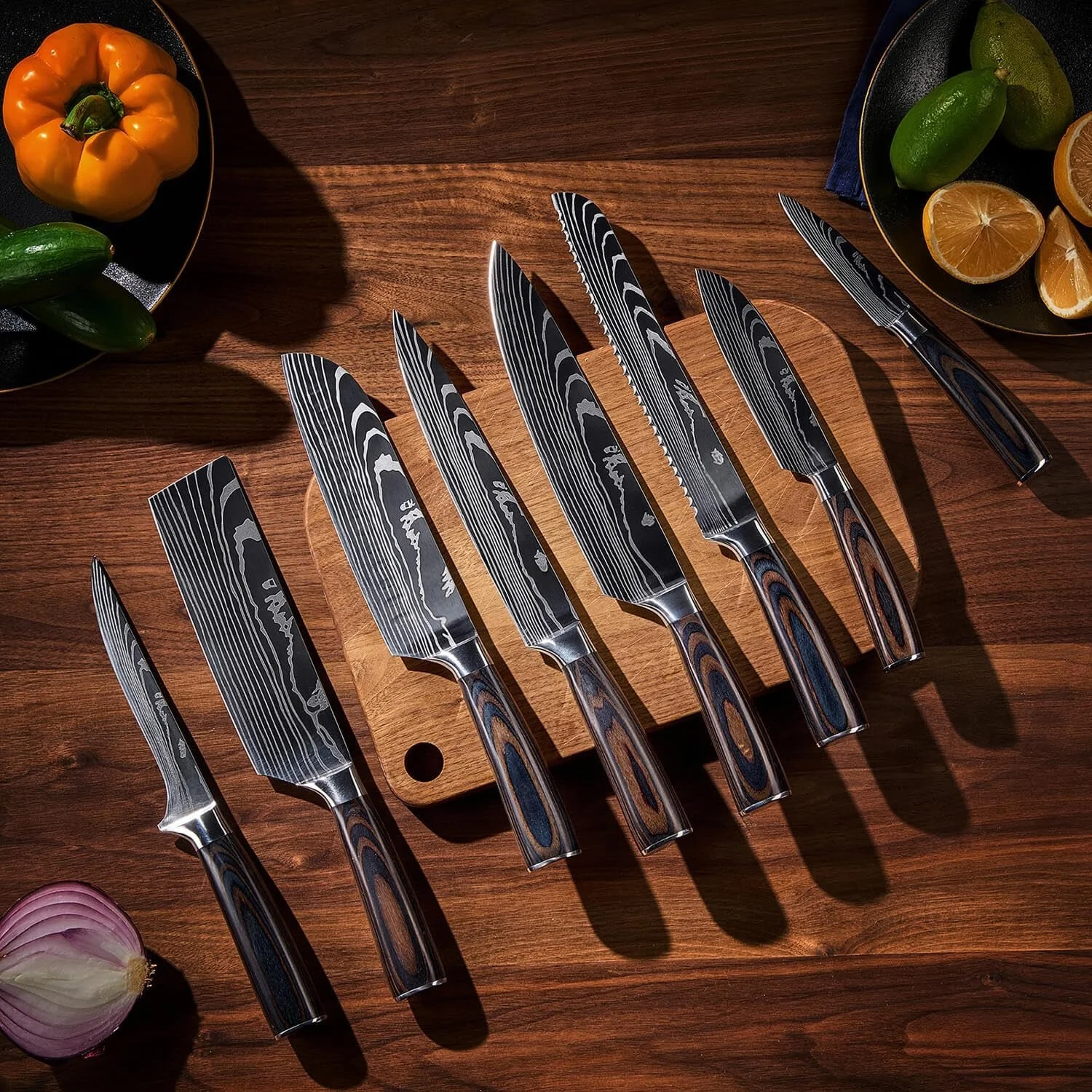 10pcs Professional High carbon Damascus Pattern Stainless Steel Japanese Kitchen Knife Set