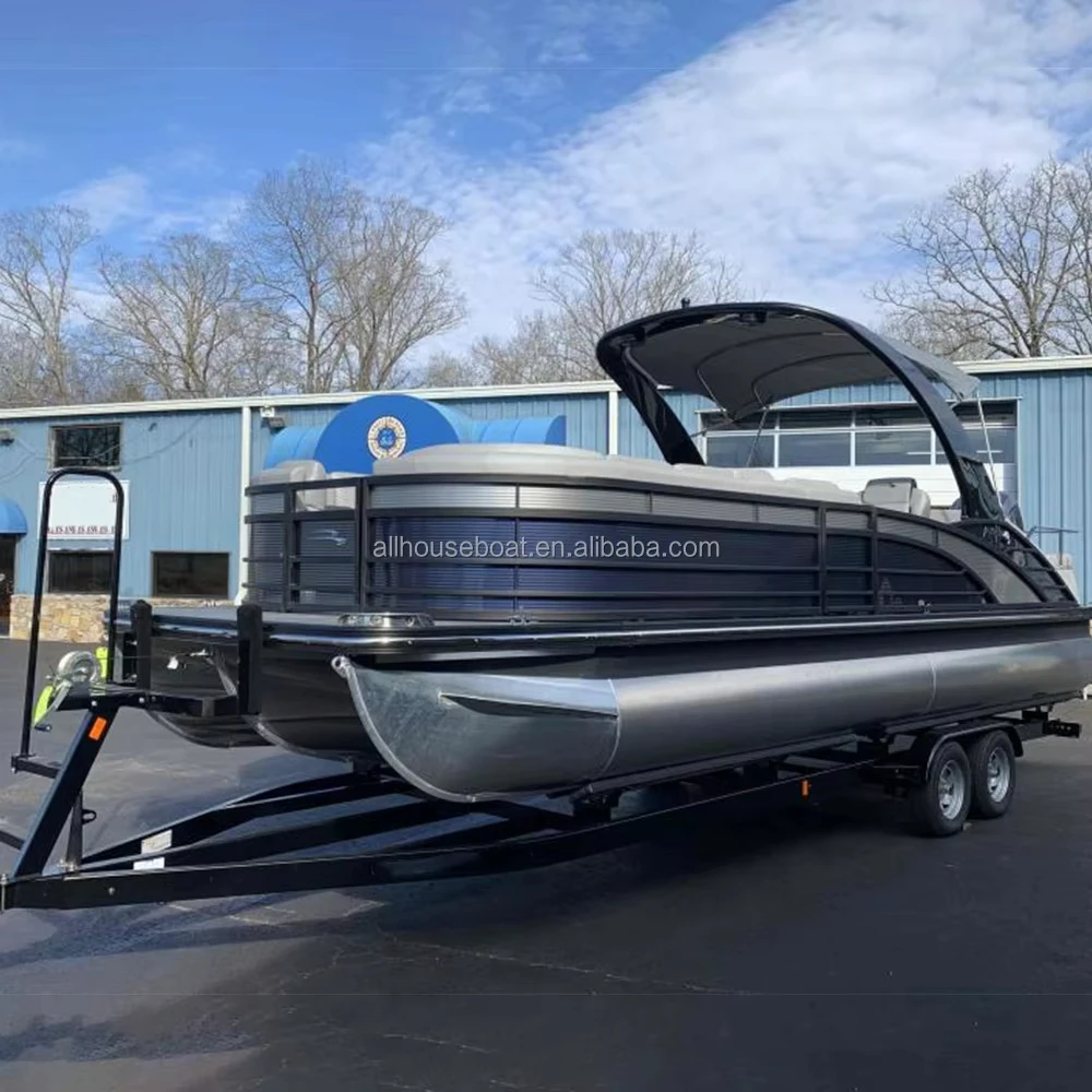 Allhouse Pontoon Boat 23 Ft Luxury Floating Pontoon Boat Fiberglass Yacht Pontoon Boat with Arch