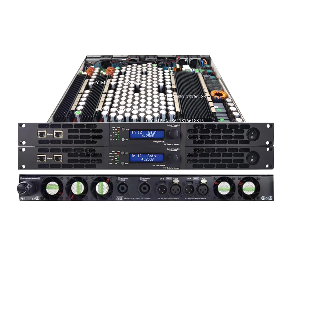 DSPALL220 Class d  alldsp 1U 2 Channels Stereo and Bridge Sound  Audio 2000 watts Professional Power Amplifier germany amplifier