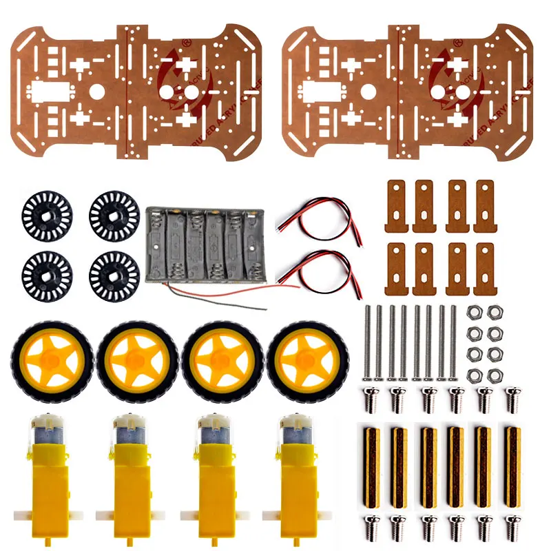 New Type 4WD Smart Robot Car Chassis Sets Acrylic Plate Kit with Speed Encoder Wheel for DIY Educational Robot Smart Car Kits