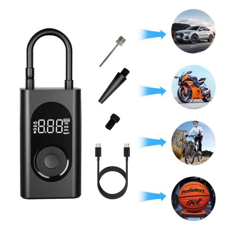 Digital Display Built-in 4000mah Battery Powered Electric Portable Tire Inflator Air Compressor Pump for Car Bike Motorbike