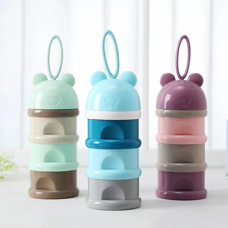 High Quality Bear Style Portable Baby Milk Box Powder Dispenser Formula Storage Container Baby Food Box