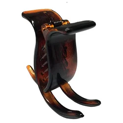 French Small Three Teeth Tortoise Brown Shell Pony Fish Style Strong Grip Jaw Hair Claw Clip Clamp