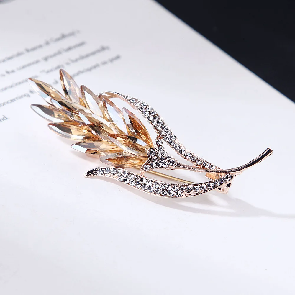 Metal Zinc Alloy Quality Fashion Teacher Women Glass Crystal Flower Muslim Rhinestone Safety Pin Jewelry Brooch