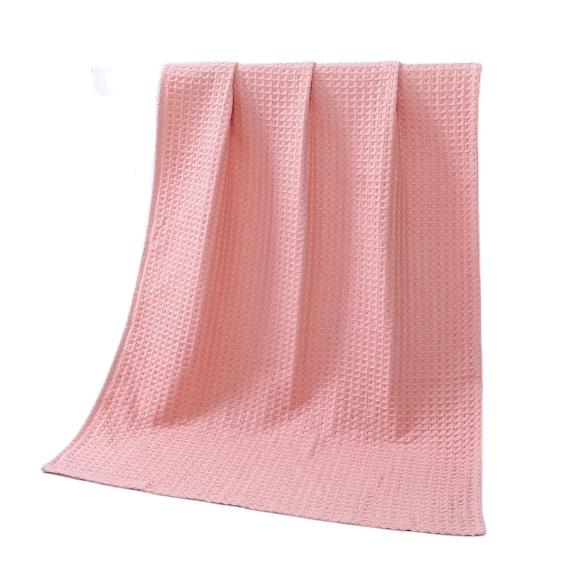 Soft 100% Cotton Pink Bath Sheet Custom High Absorbent Waffle Gauze Shower Towels for Home Use Woven Technics