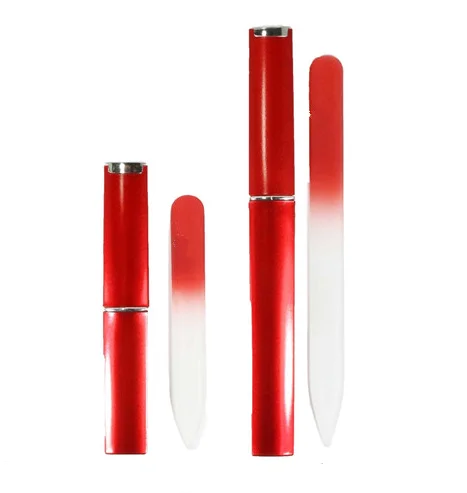 High Quality Safe Material Comfortable Red Large Small Glass False or Natural Manicure Nail Art Polish Files in Plastic Tube