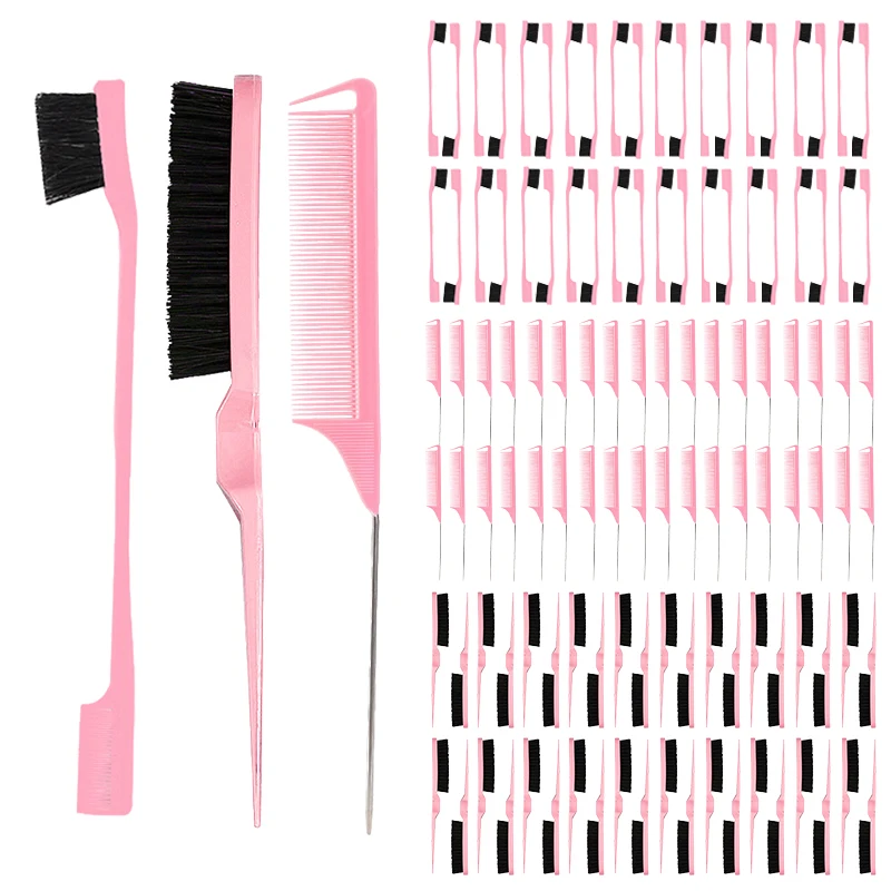 Factory wholesale Salon Hair Styling Hairdressing Plastic Barbers Brush Combs Set Rat Tail Teasing Comb and Triple Teasing Brush