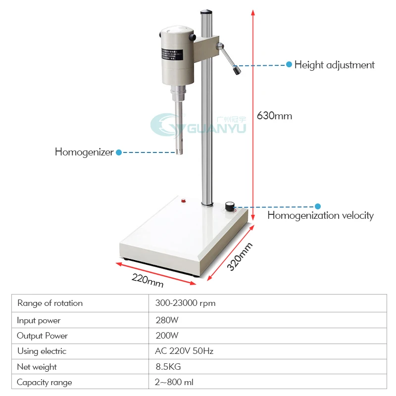 
Guanyu 40L High Shear Lab Emulsifying Homogenizer Laboratory Cosmetic Cream Mixer Rotor Stator 