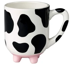 Cow Mug With Non-Skid Silicone Feet Hand Painted Ceramic, 20-Ounce
