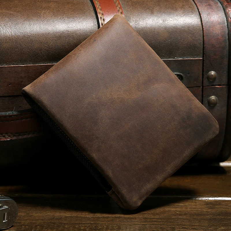 wb1719 Men Bifold Flap Leather Wallet with Zip Pocket Flip Card Case