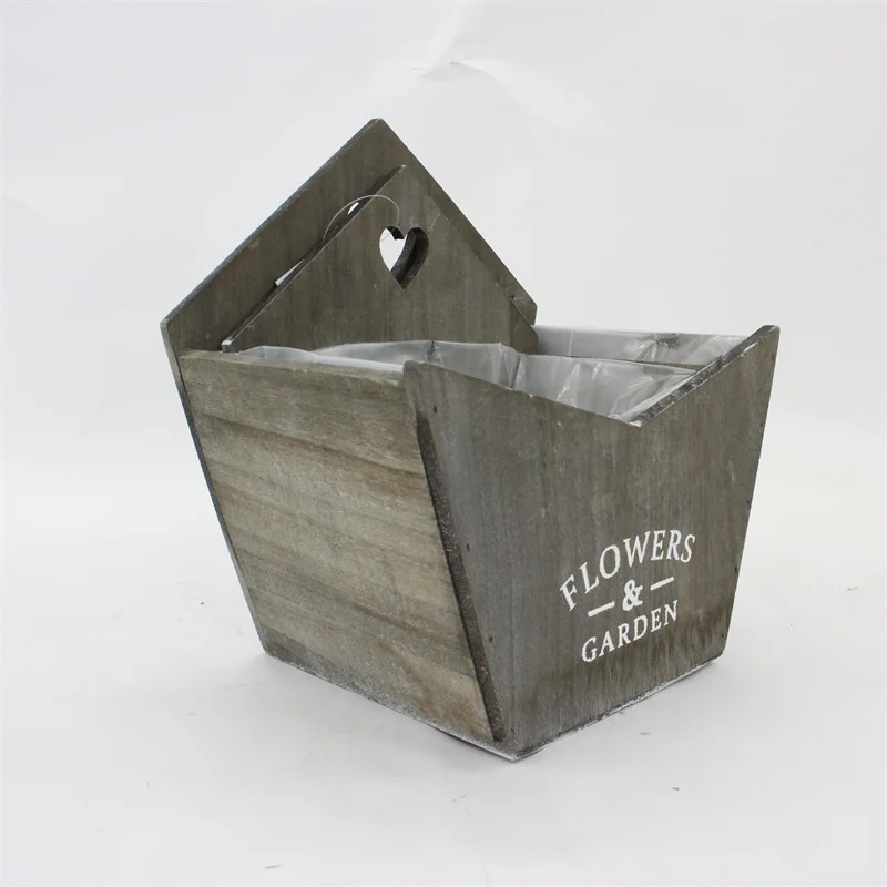 Antique Retro Wooden Tissue Box Handmade vintage wood photo box with handle