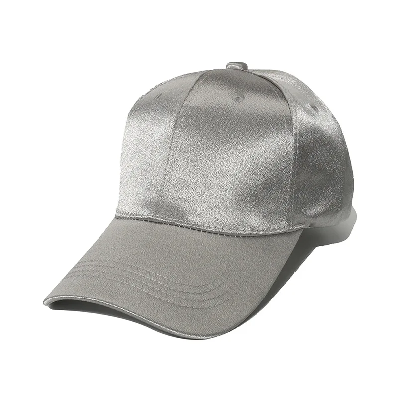 Fuchs Custom Silk Satin fabric Hat Solid Color Embroidery Baseball Cap