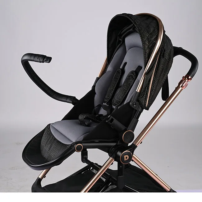 Wholesale Reversible Baby Stroller OEM Easy Clean Golden Frame Luxury Carriage