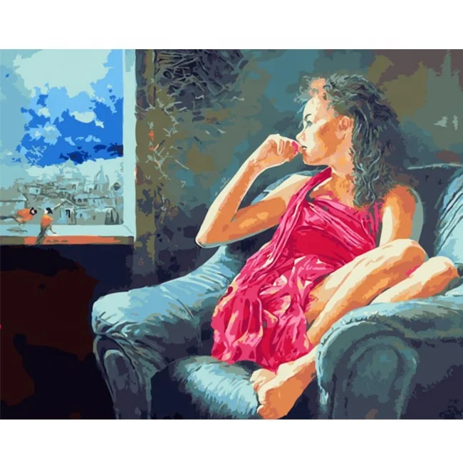 hot sexy women oil painting by numbers for home decor sexy girl hand painted paint by number kits oil painting