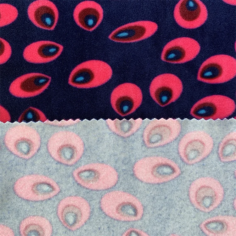 Hot sale 100% polyester skin design velboa floral print holland velvet fabric printed fabrics for garments