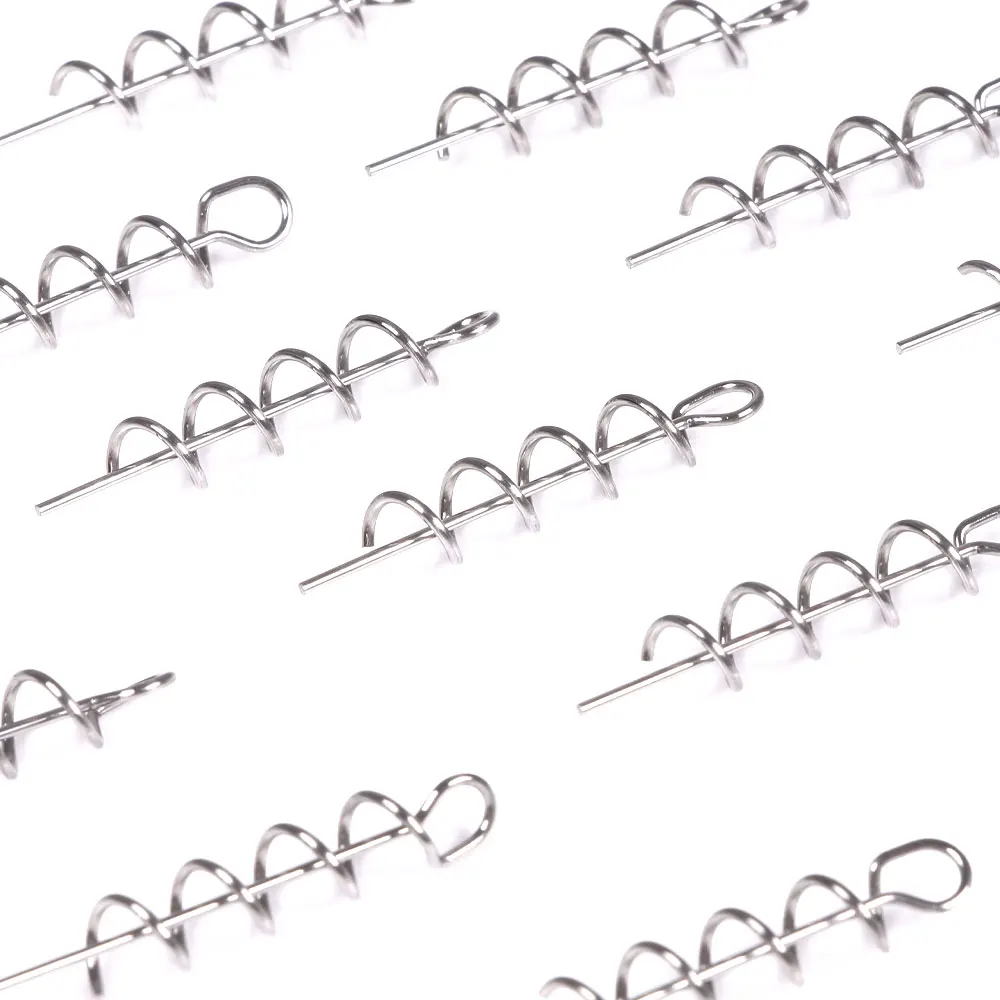 50pcs Soft Lure Bait Spring Twist Lock for Bass Fishing Crank Hook Centering Pin for Soft Lure Bait Worm Crank