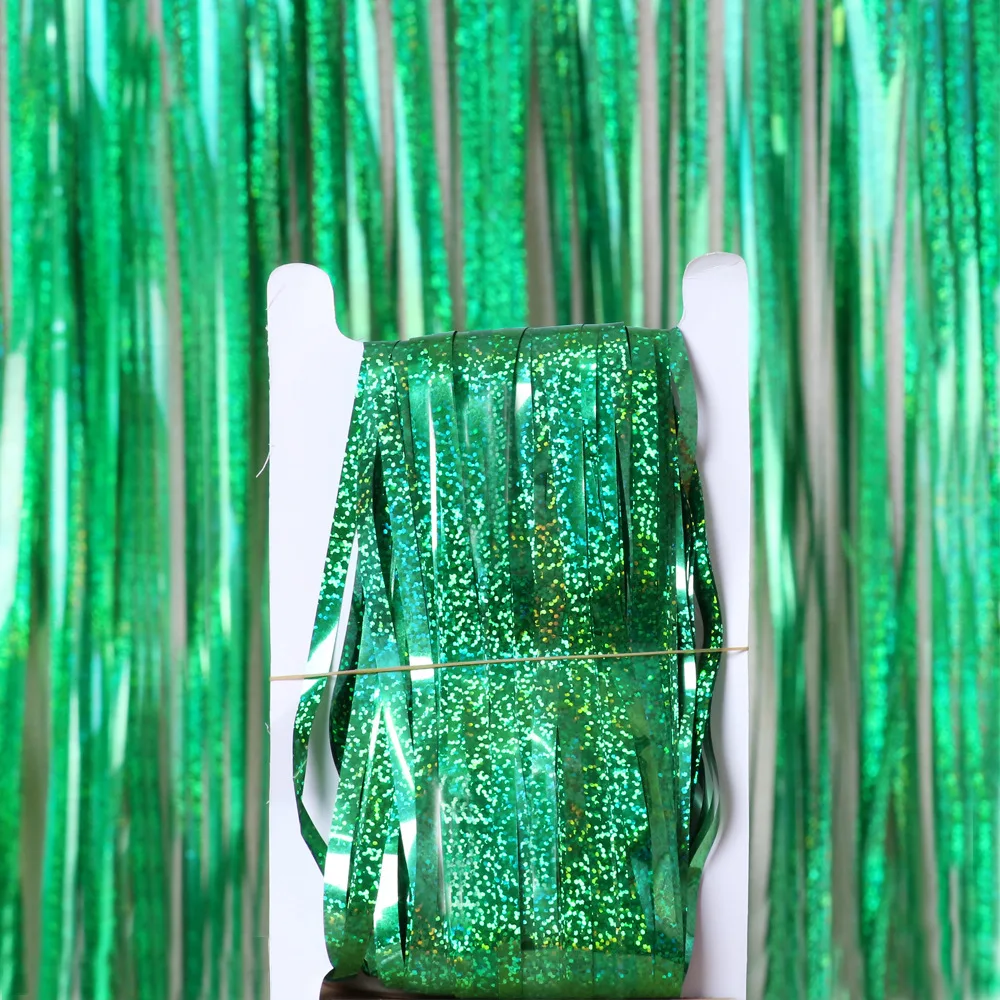 Factory price wall backdrop foil laser curtain all colors curtain foil laser top quality fringe foil curtain