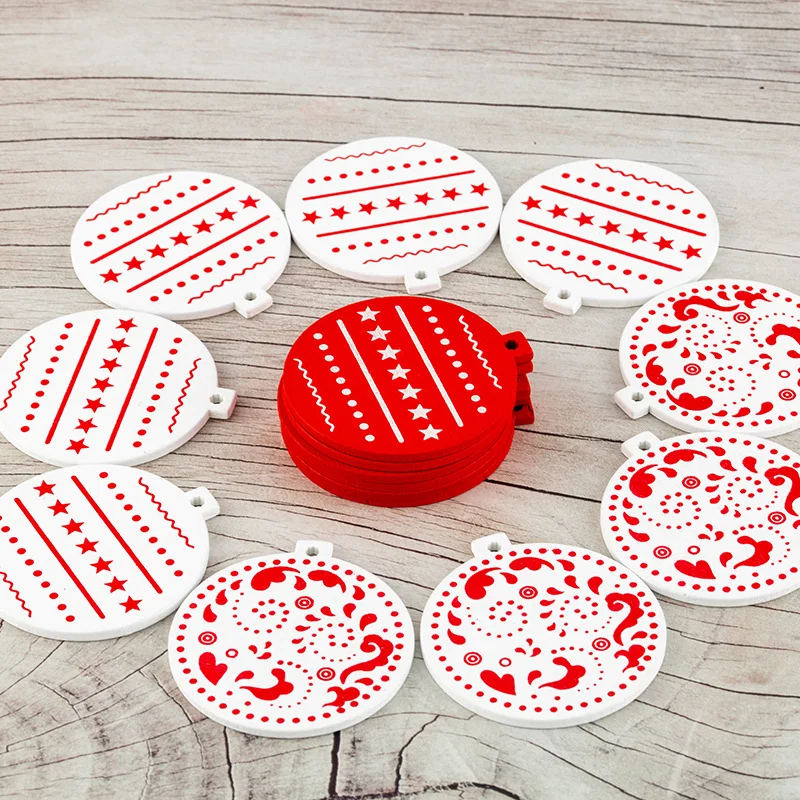 Wholesale Christmas decorations Nordic red painted wooden Christmas pendant Christmas gift Ornament