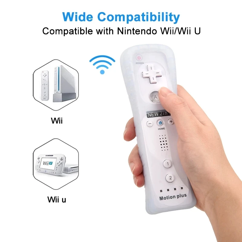 2 in 1 For Nintendo Wii Motion Plus Wireless game Remote Controller Built-in accelerated Motion plus sensor Silicone Skin Case