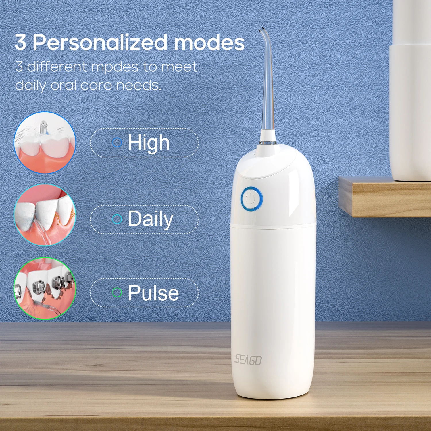 2024 Seago Mini Water Flosser Cordless High Waterproof 190ml Water Tank Factory OEM Cordless Oral Portable Dental Floss SG831