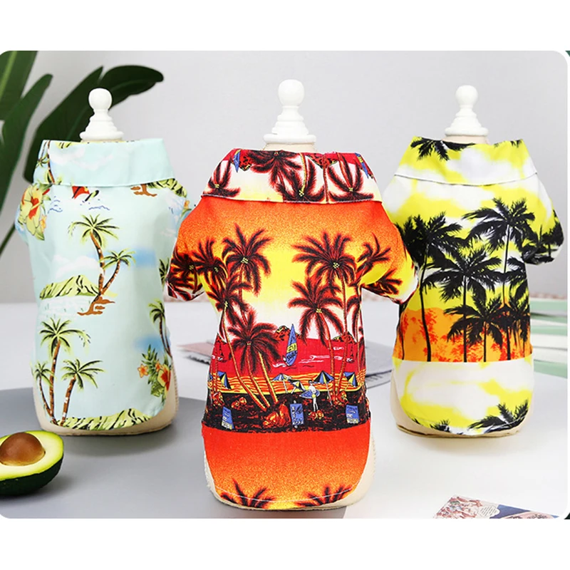 Wholesale Pet Dog Clothes Products Luxury Beach Cooling Small Holiday Hawaiian Pet Dog Summer Clothes T Shirt