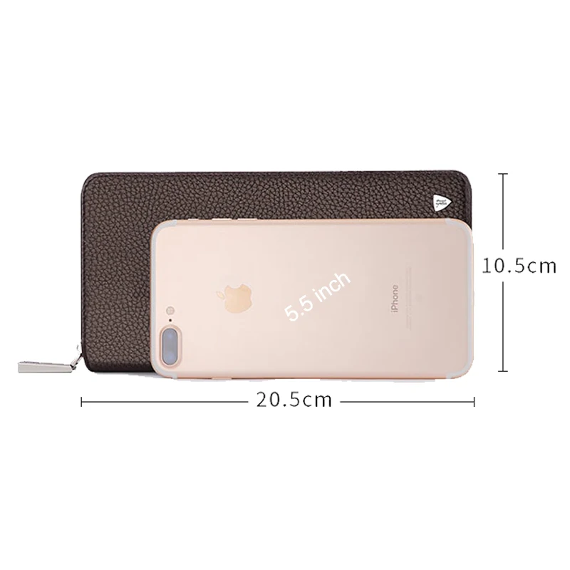 WILLIAMPOLO business men leather wallet long rfid credit card holder alloy zipper clutch large capacity phone leather wallet men