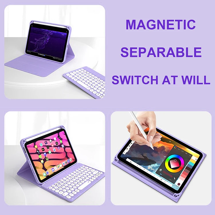 Розовый фиолетовый цветной чехол с клавиатурой для iPad Mini 6 2021 8 3 дюйма
