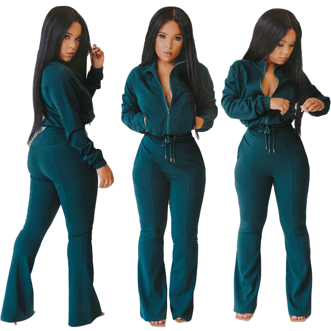 2021 new arrivals  Color 2 Piece Outfit Set Long Sleeve Spring 2021 Two Piece Set Women Active
