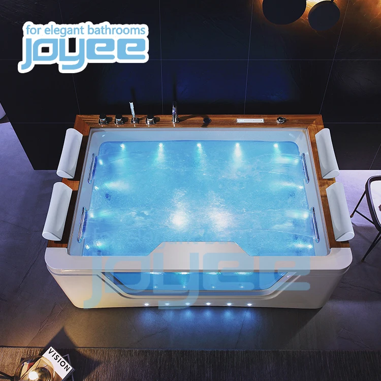 JOYEE big glass window cheap massage whirlpool bathtub led bath tub whirlpool factory price