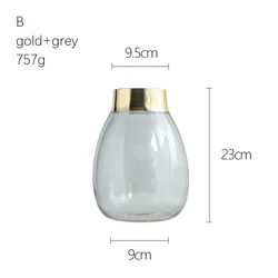 Modern minimalist vases for home decor classic transparent glass flower vase with gold edge light luxury decoration glass vase
