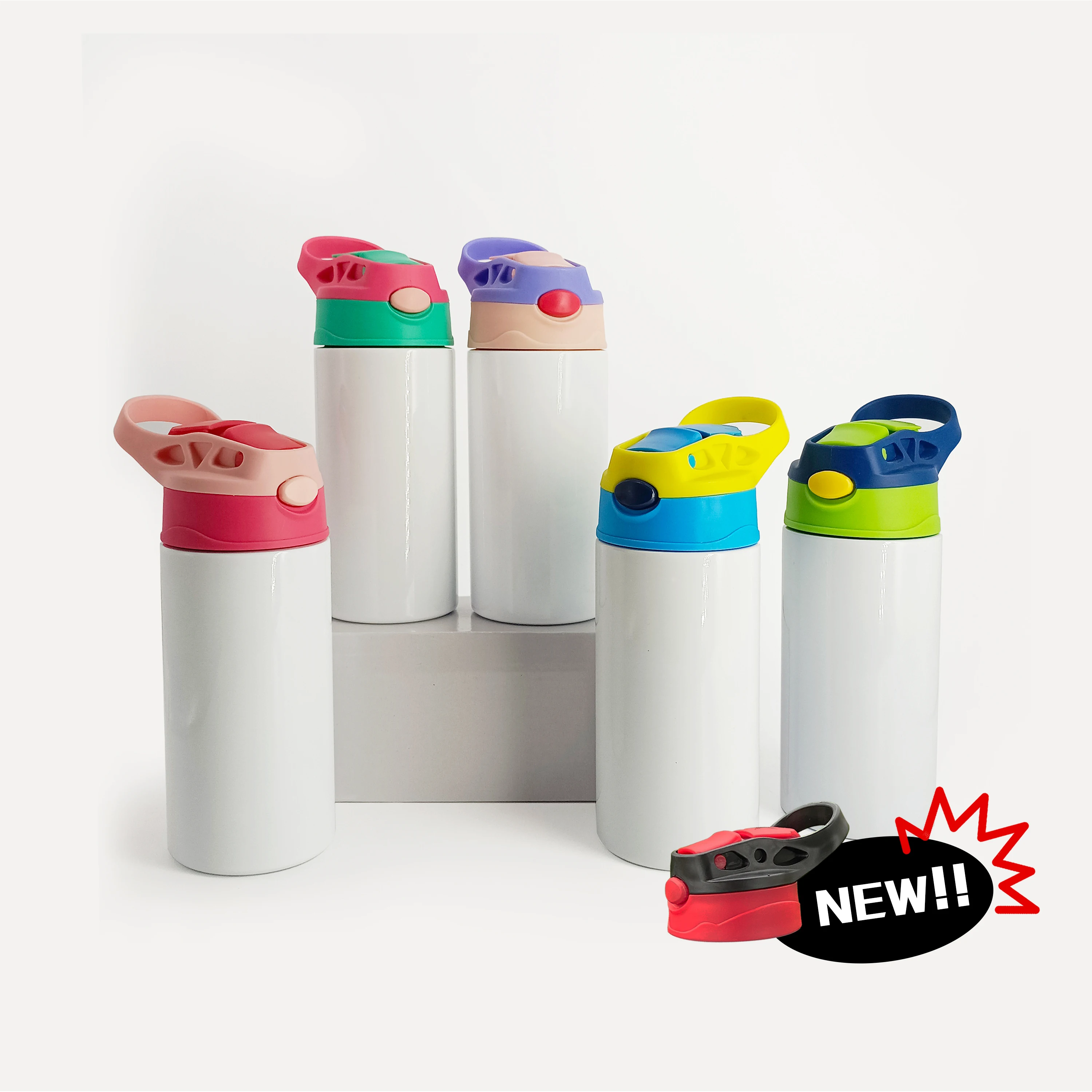 US warehouse 12oz 350ml Sublimation kids Cup Stainless Steel Flip Top straight Water Bottle Kids sublimation tumbler