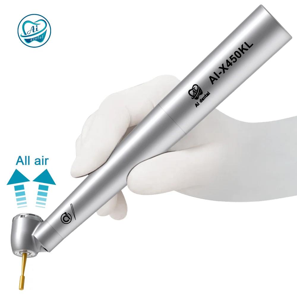 AI-X450KL 45-degree angled Mini head Dental Air Turbine High Speed Handpiece Optical LED 18W Power air Out of the back cover