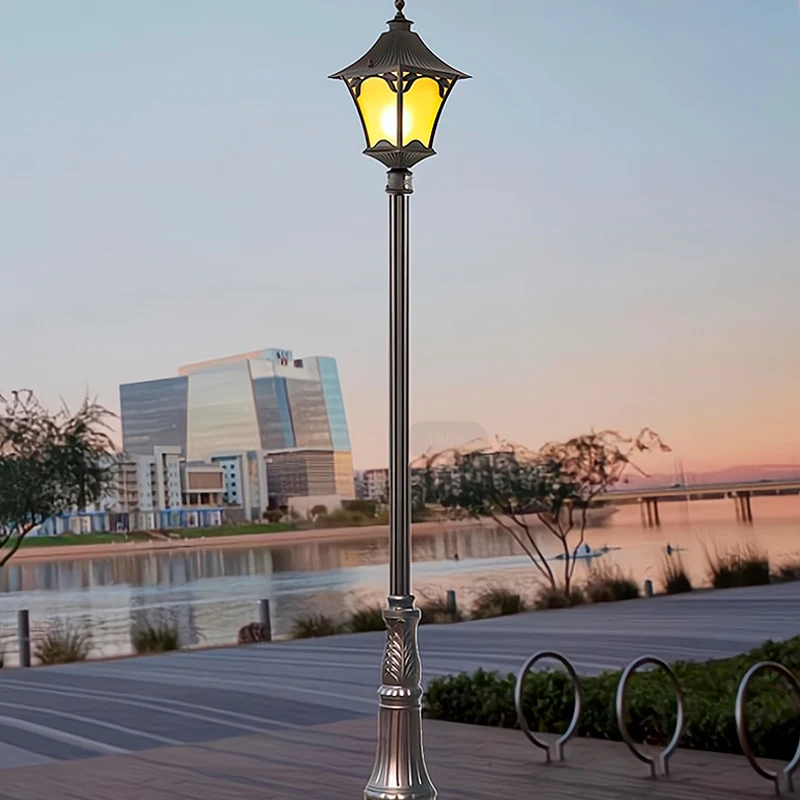 DAWN Outdoor Decorative Street Light Pole Waterproof Exterior Lamp Post Lantern Antique Aluminum Garden Lamp Poles