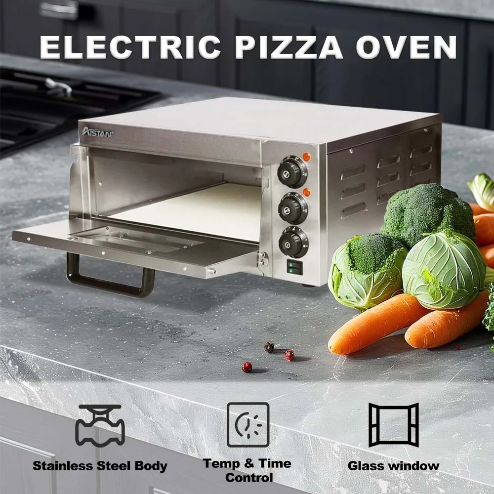 EP1ST Electric Pizza Bread Baking Oven Countertop Indoor Ovens Cooker Commercial Pizza Oven with Pizza Stone and Timer