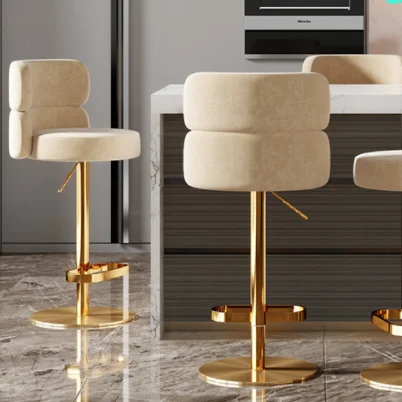 Stylish Modern kitchen Furniture High Chair Metal Base Backrest Upholstery Bar Stool For Home Hotel Cafe Shop
