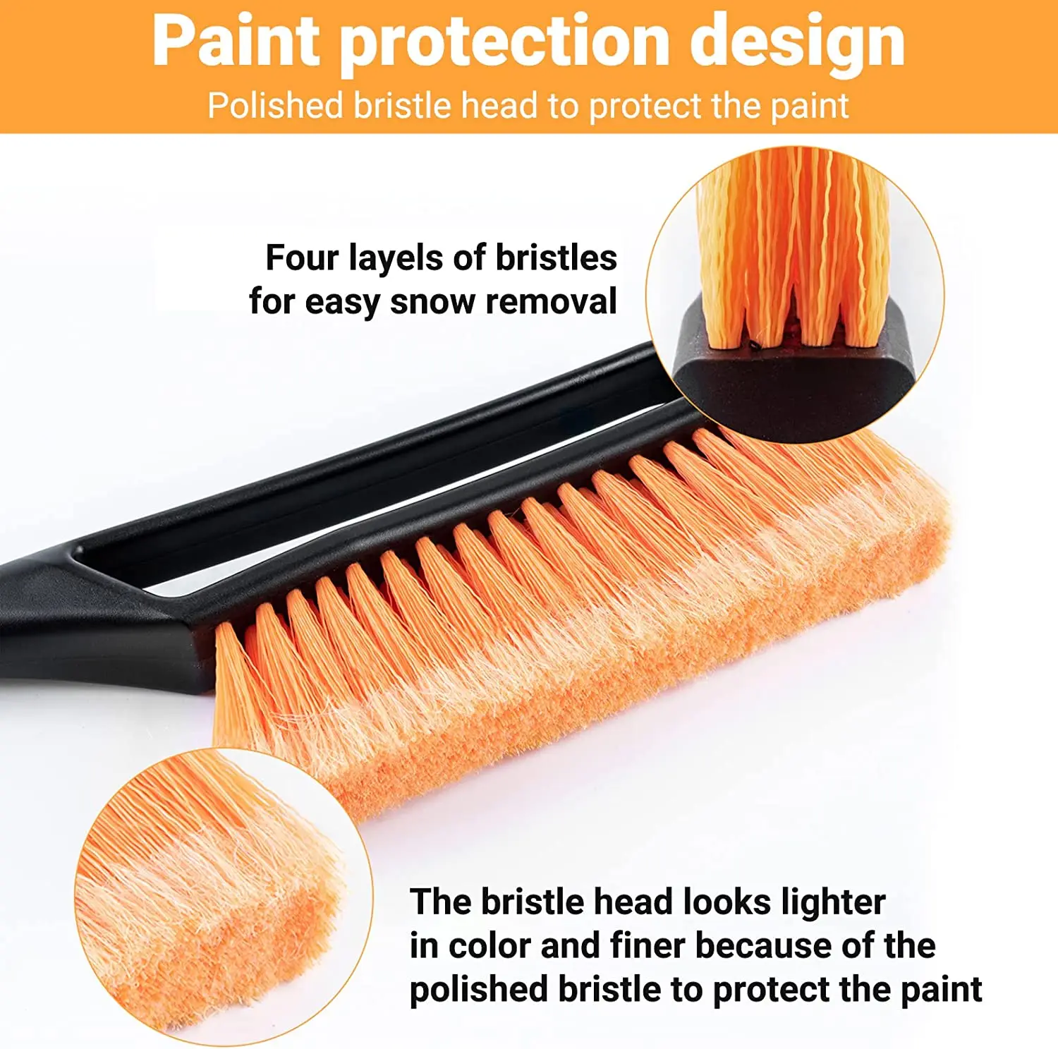 Snow Brush and Detachable Ice Scraper with Ergonomic Foam Grip for Cars, Trucks, SUVs