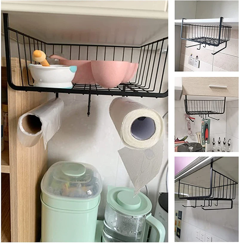 Простая металлическая корзина под полку Проволочная стойка подвесные корзины для хранения кухни кладовой