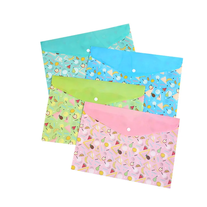 Hot selling A4 fancy cute fruit series PP waterproof thickened file bag button bag stationery  back to school gift for kids