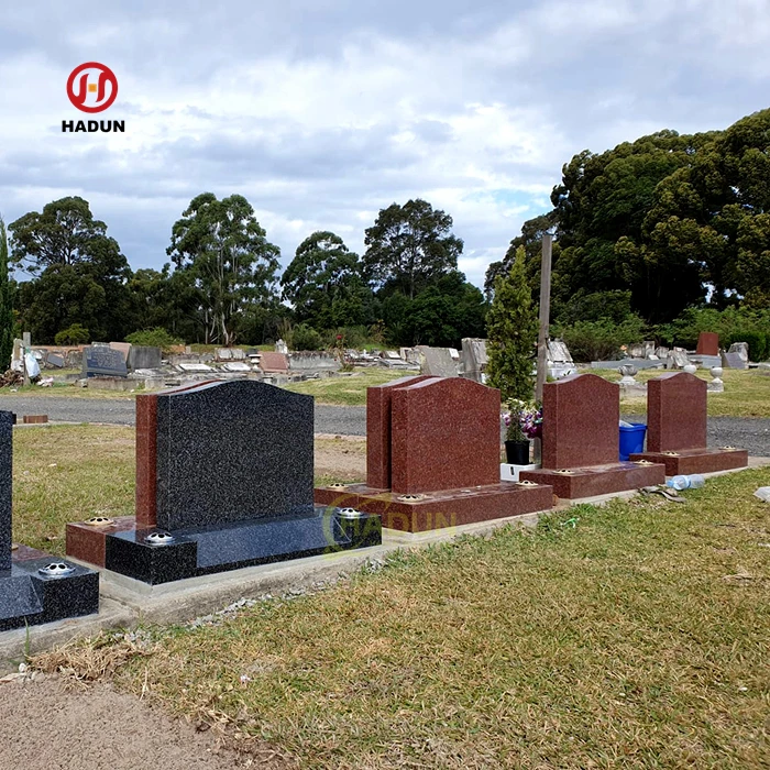French Style Tombstone Monument Multicolor Red Granite