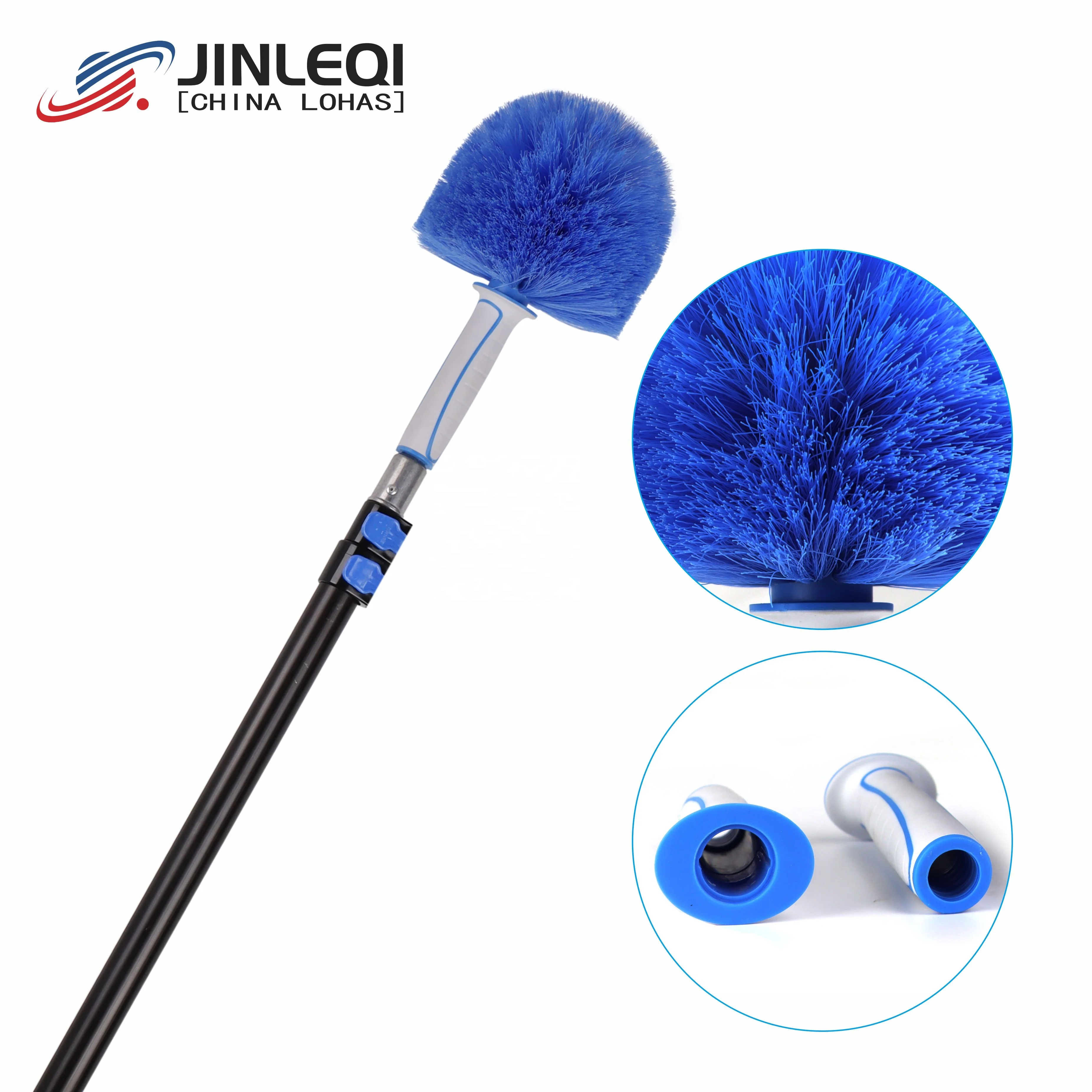 Jolech Factory rubber telescopic handle PVC bristle Cobweb Duster , cleaning duster, soft fiber cobweb duster