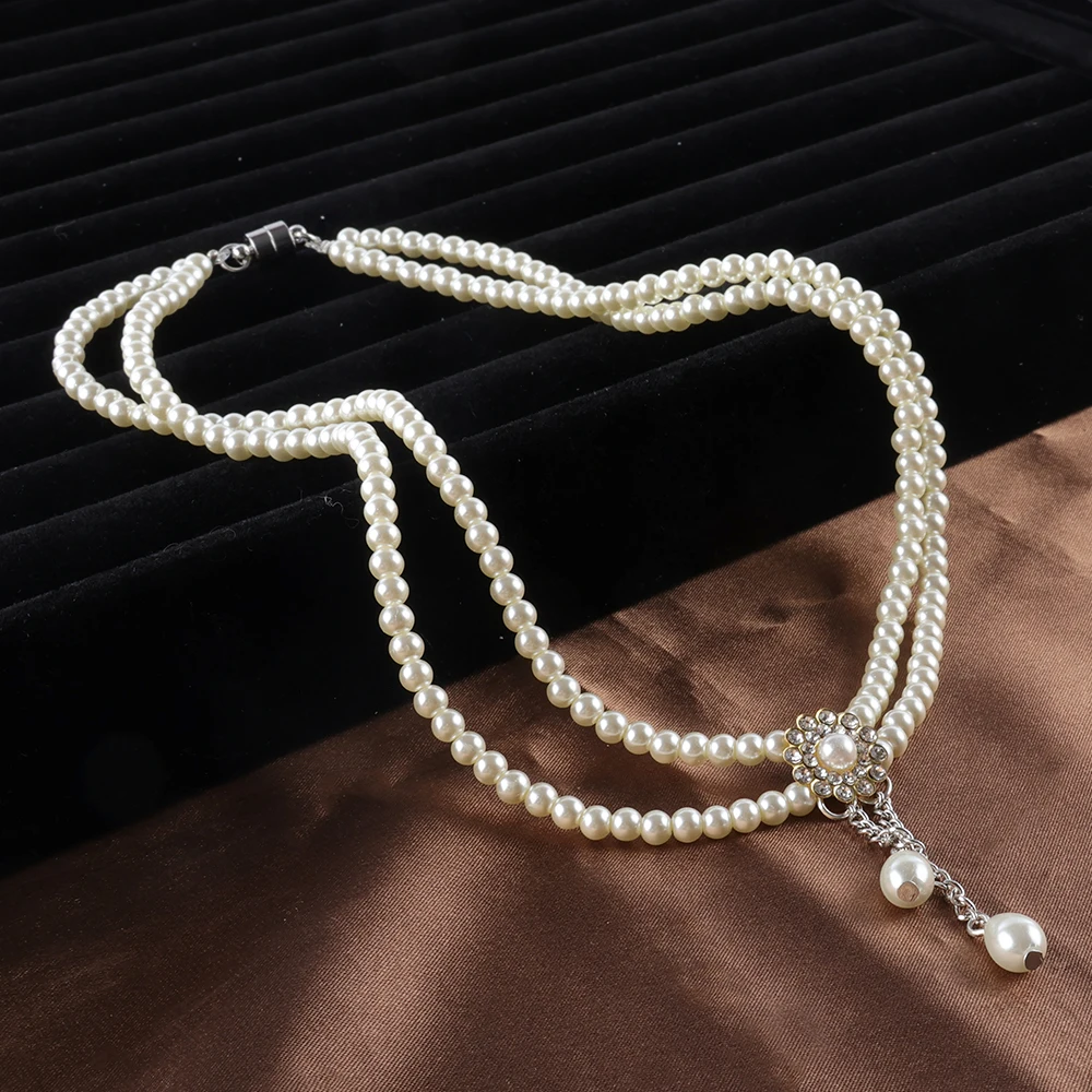 JC handmade high-grade pearl flower pendant necklace zircon pendant necklace jewelry fashion jewelry