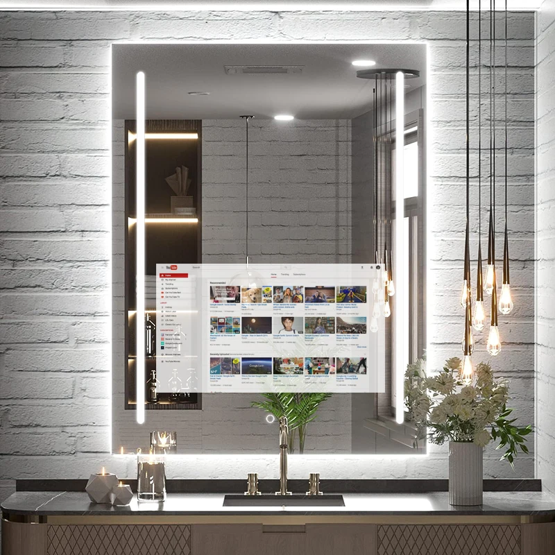 Tystart Retail Modern hotel Bath Android 11 Touch Screen WIFI Makeup Magic Mirror TV Led bathroom Smart Mirrors With Display