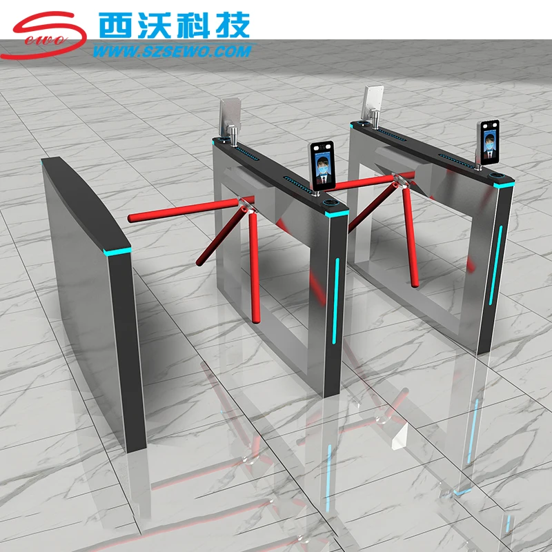 SEWO High Quality Stainless Steel RFID Card Pedestrian Access Control Tripod Turnstile Speed Gate for Bank Amusement Park Crowd