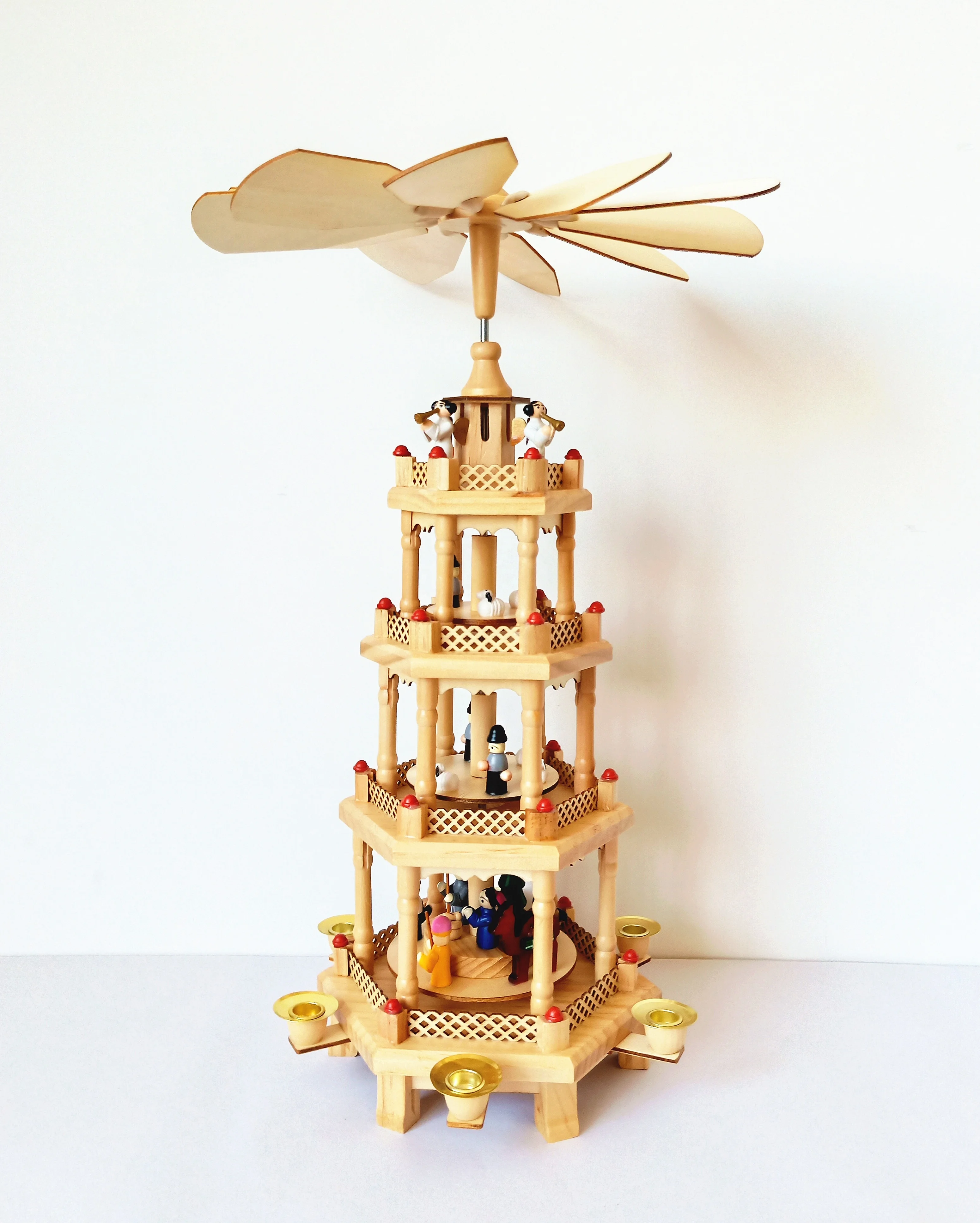 
4 tier carousel German nativity Christmas windmill 