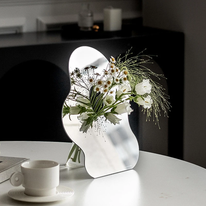 Acrylic Transparent Mirror Design Decor Vase Crystal Creative Decorative Living Room Flower Vase for Home Decor