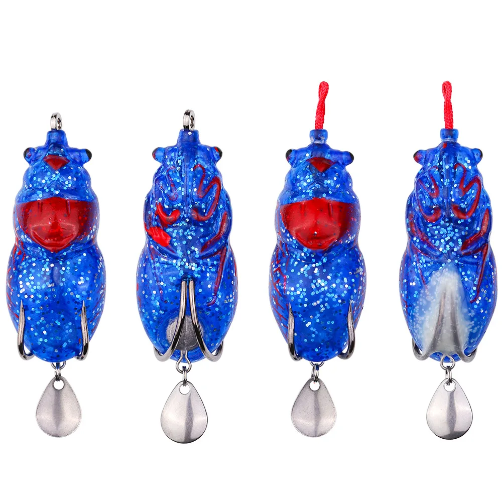 Spot Cheap 6cm14g Wobblers Artificial Soft Cicada Frog Fishing Lures Top Water Baits Floating Wobblers Pesca Black Bass